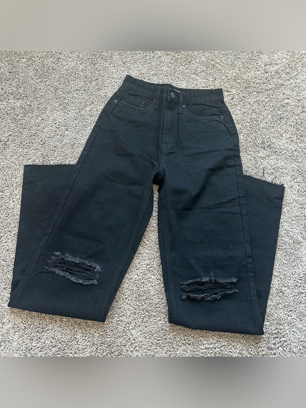 YMI Black Straight Leg Distressed Jeans